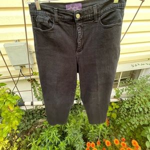 Dark navy cropped denim pants with sequins